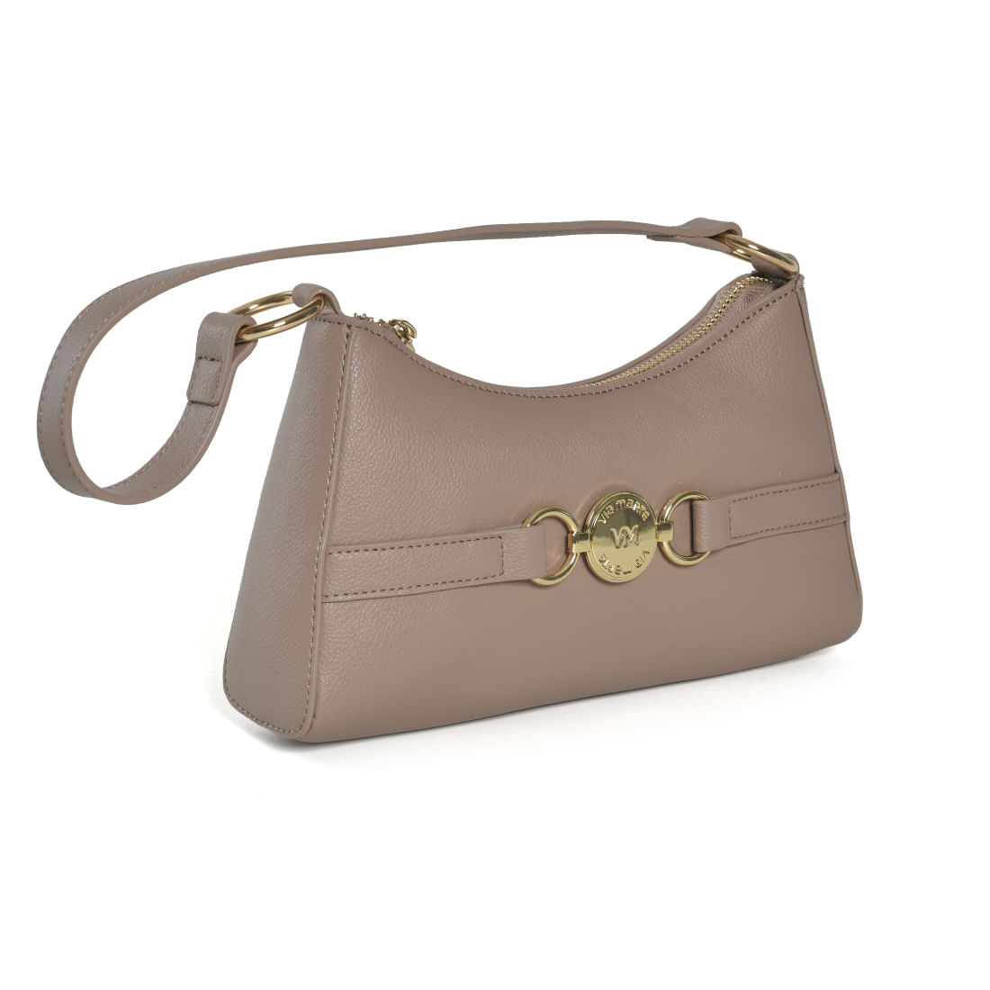 Bolsa Shoulder Bag Via Marte feminina bege vista lateral com alça para ombro